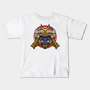 Samurai With Oni Mask Kids T-Shirt